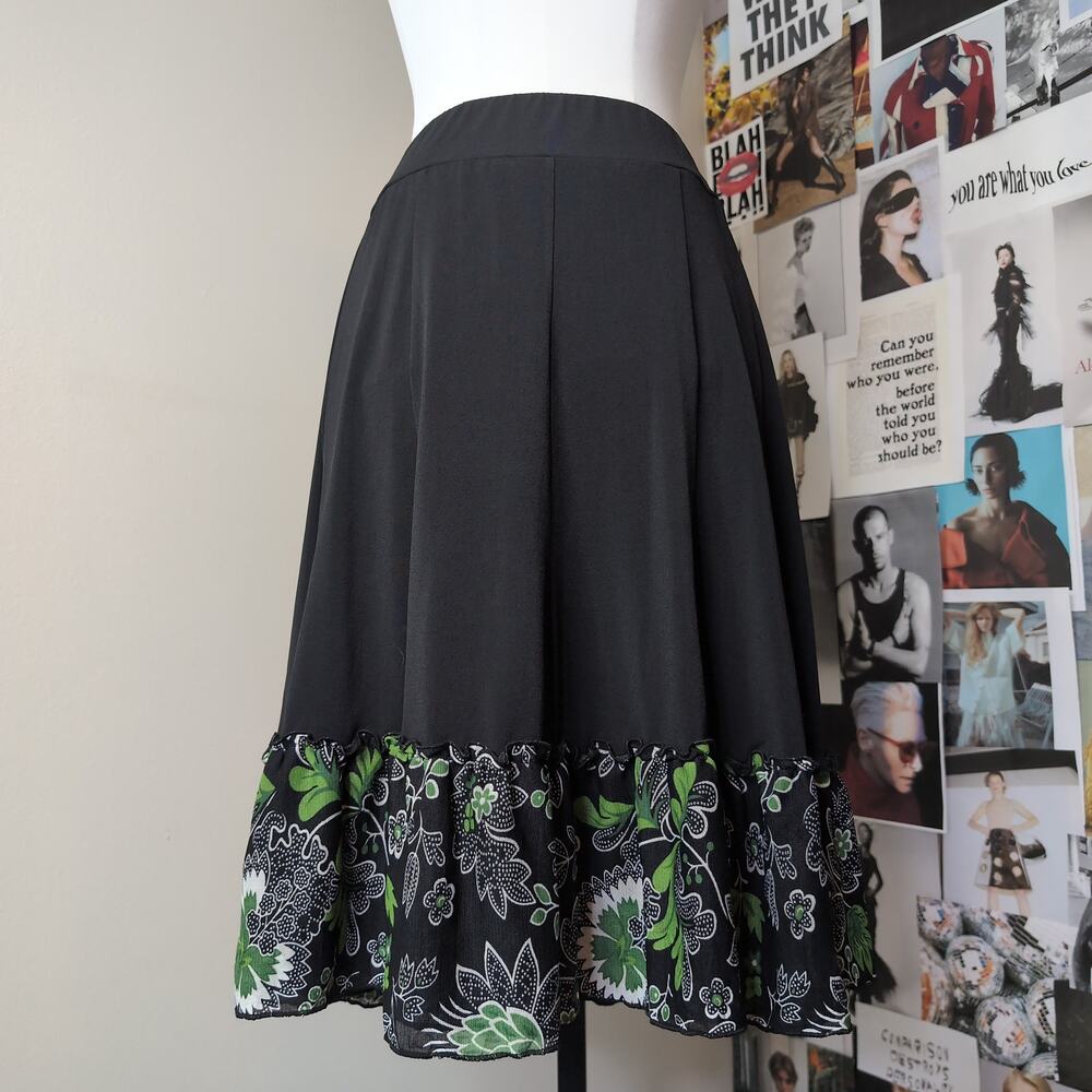 Floral Ruffle Hem Euro Y2k Midi Skirt